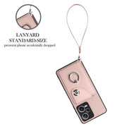 For Xiaomi Redmi Note 12 Pro 5G Global Organ Card Bag Ring Holder PU Phone Case with Lanyard(Pink)