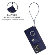 For Xiaomi Redmi Note 12 Pro+ 5G Global Organ Card Bag Ring Holder PU Phone Case with Lanyard(Blue)