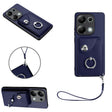 For Xiaomi Redmi Note 13 Pro 4G Global Organ Card Bag Ring Holder PU Phone Case with Lanyard(Blue) - Xiaomi Cases by PMC TechLife | Online Shopping South Africa | PMC TechLife | Buy Now Pay Later Mobicred