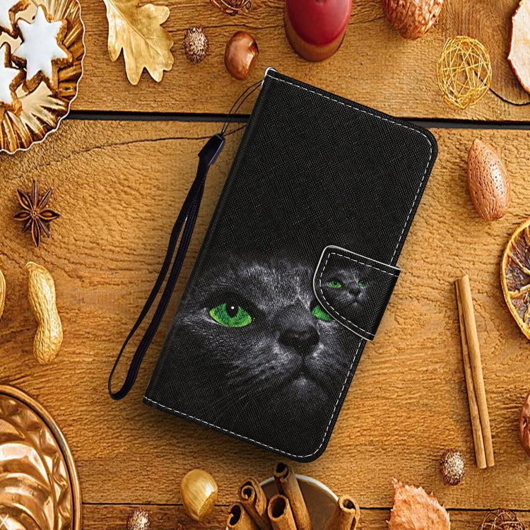 For Xiaomi Redmi Note 13 Pro 5G Colored Drawing Pattern Leather Phone Case(Black Cat)