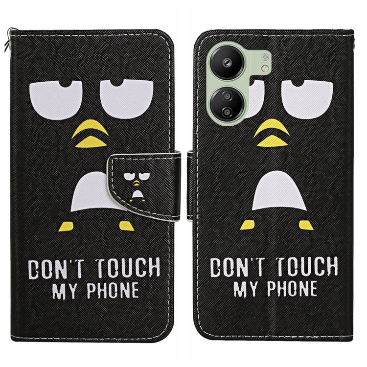 For Xiaomi Redmi 13C Colored Drawing Pattern Leather Phone Case(Penguin)