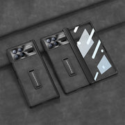 For Xiaomi Mix Fold 3 GKK Integrated Frosted Fold Hinge Leather Phone Case with Holder(Black)