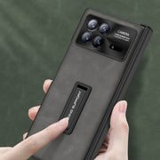 For Xiaomi Mix Fold 3 GKK Integrated Frosted Fold Hinge Leather Phone Case with Holder(Black)