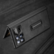 For Xiaomi Mix Fold 3 GKK Integrated Frosted Fold Hinge Leather Phone Case with Holder(Brown)