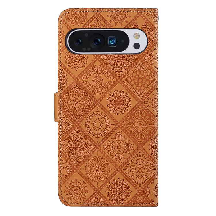 For Google Pixel 9 Pro XL Ethnic Style Embossed Pattern Leather Phone Case(Brown)