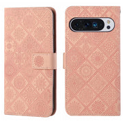 For Google Pixel 9 Pro XL Ethnic Style Embossed Pattern Leather Phone Case(Pink)