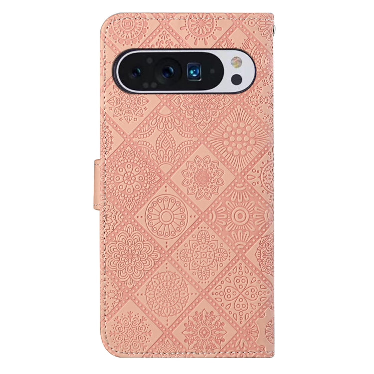 For Google Pixel 9 Pro XL Ethnic Style Embossed Pattern Leather Phone Case(Pink)