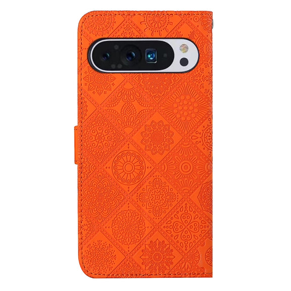 For Google Pixel 9 Pro XL Ethnic Style Embossed Pattern Leather Phone Case(Orange)