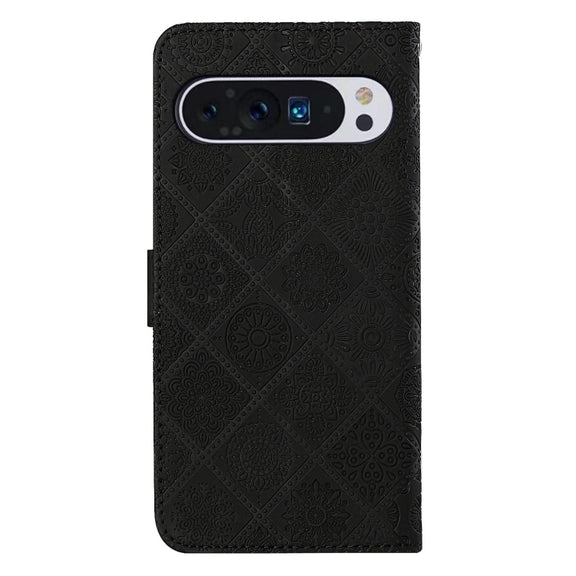 For Google Pixel 9 Pro XL Ethnic Style Embossed Pattern Leather Phone Case(Black)