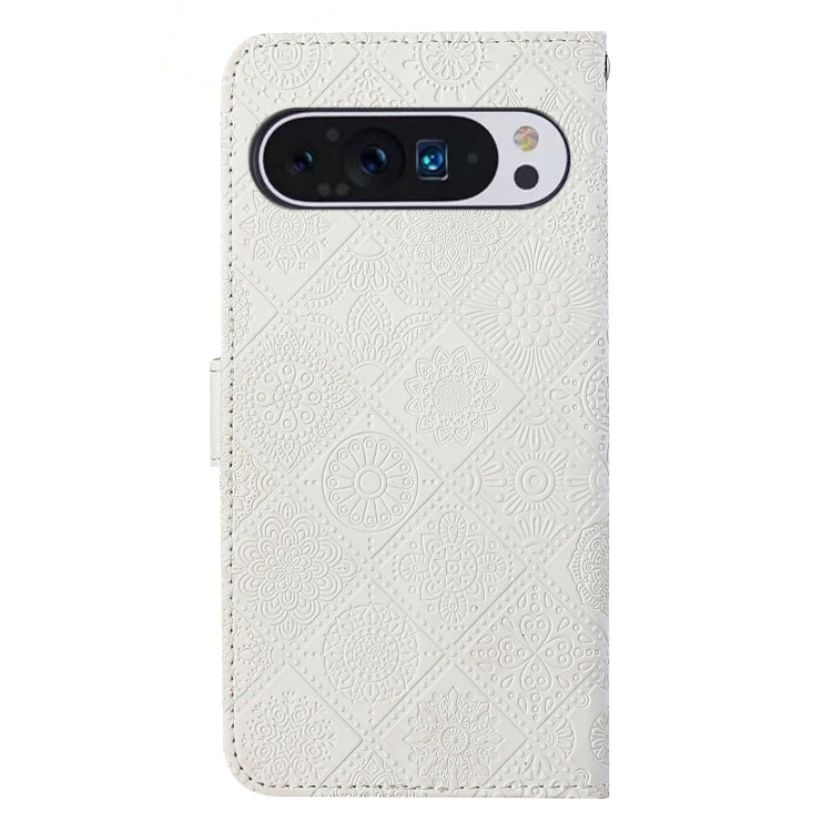 For Google Pixel 9 Pro XL Ethnic Style Embossed Pattern Leather Phone Case(White)