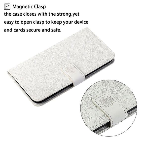 For Google Pixel 9 Pro XL Ethnic Style Embossed Pattern Leather Phone Case(White)