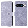 For Google Pixel 9 Pro XL Ethnic Style Embossed Pattern Leather Phone Case(Purple) - Google Cases by PMC TechLife | Online Shopping South Africa | PMC TechLife | Buy Now Pay Later Mobicred