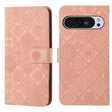 For Google Pixel 9 / 9 Pro Ethnic Style Embossed Pattern Leather Phone Case(Pink) - Google Cases by PMC TechLife | Online Shopping South Africa | PMC TechLife | Buy Now Pay Later Mobicred
