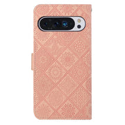 For Google Pixel 9 / 9 Pro Ethnic Style Embossed Pattern Leather Phone Case(Pink)