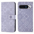 For Google Pixel 9 / 9 Pro Ethnic Style Embossed Pattern Leather Phone Case(Purple) - Google Cases by PMC TechLife | Online Shopping South Africa | PMC TechLife | Buy Now Pay Later Mobicred