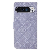 For Google Pixel 9 / 9 Pro Ethnic Style Embossed Pattern Leather Phone Case(Purple)