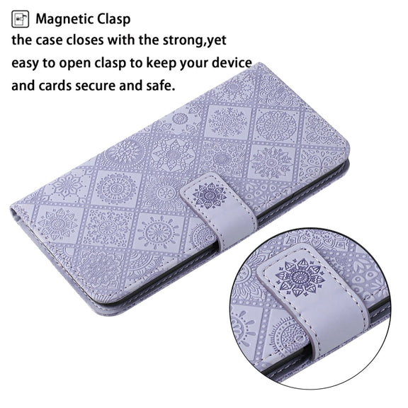 For Google Pixel 9 / 9 Pro Ethnic Style Embossed Pattern Leather Phone Case(Purple)