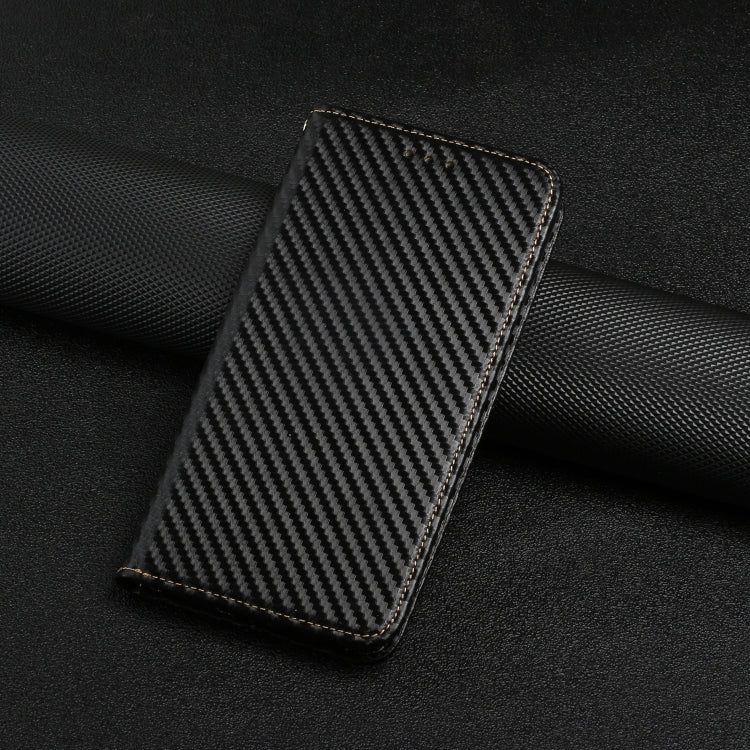 For Xiaomi Redmi Note 13 Pro 5G Carbon Fiber Texture Flip Holder Leather Phone Case(Black)