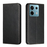 For Xiaomi Redmi Note 13 Pro 5G Carbon Fiber Texture Flip Holder Leather Phone Case(Black)