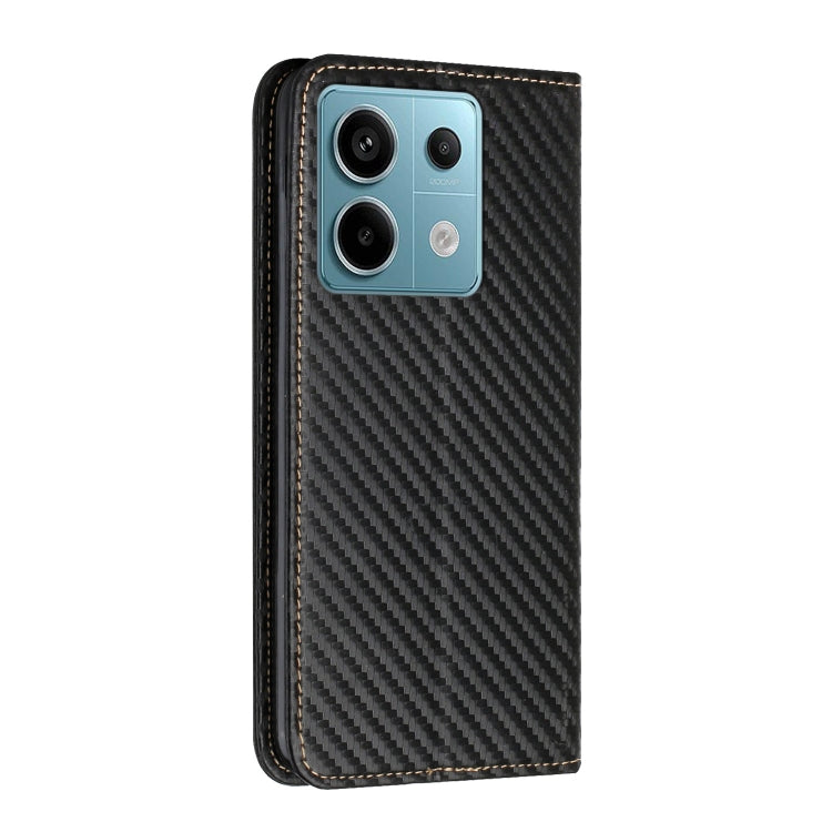 For Xiaomi Redmi Note 13 Pro 5G Carbon Fiber Texture Flip Holder Leather Phone Case(Black)
