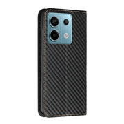 For Xiaomi Redmi Note 13 Pro 5G Carbon Fiber Texture Flip Holder Leather Phone Case(Black)