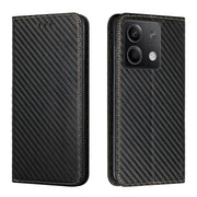 For Xiaomi Redmi Note 13 5G Carbon Fiber Texture Flip Holder Leather Phone Case(Black)