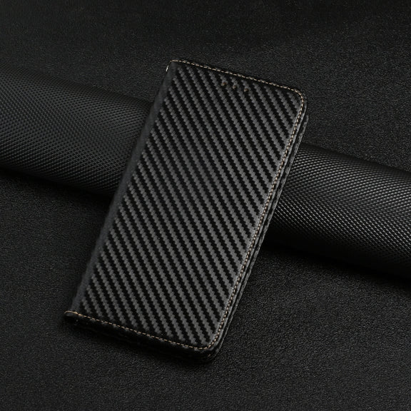 For Xiaomi Redmi Note 13 5G Carbon Fiber Texture Flip Holder Leather Phone Case(Black)