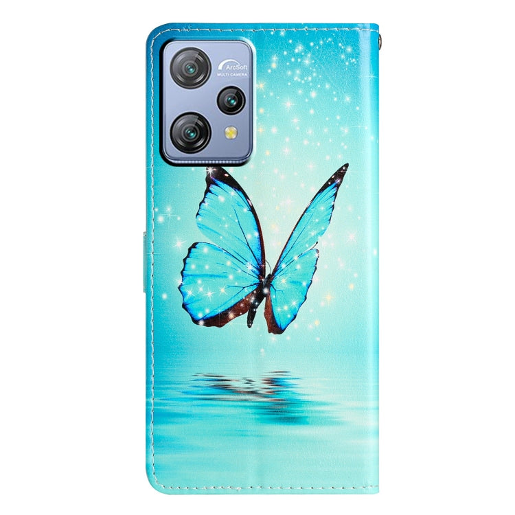 For Blackview A53 Pro Colored Drawing Leather Phone Case(Blue Butterfly)