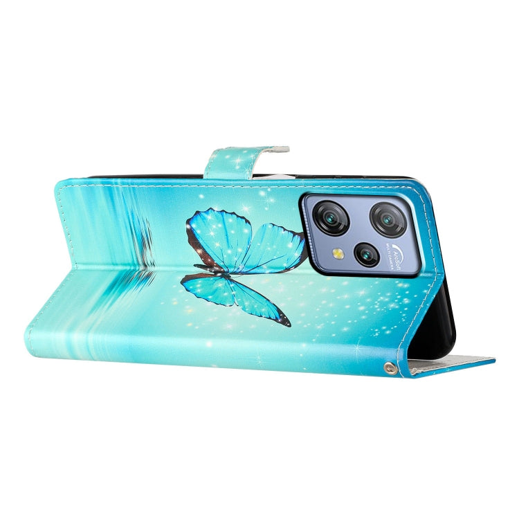 For Blackview A53 Pro Colored Drawing Leather Phone Case(Blue Butterfly)