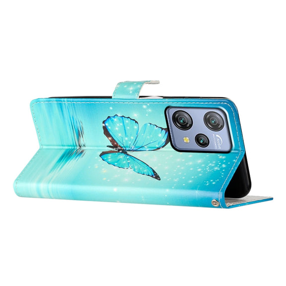 For Blackview A53 Pro Colored Drawing Leather Phone Case(Blue Butterfly)