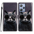 For Blackview A53 Pro Colored Drawing Leather Phone Case(Sunglasses Cat) - More Brand by PMC TechLife | Online Shopping South Africa | PMC TechLife | Buy Now Pay Later Mobicred