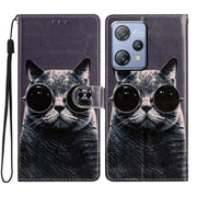 For Blackview A53 Pro Colored Drawing Leather Phone Case(Sunglasses Cat)