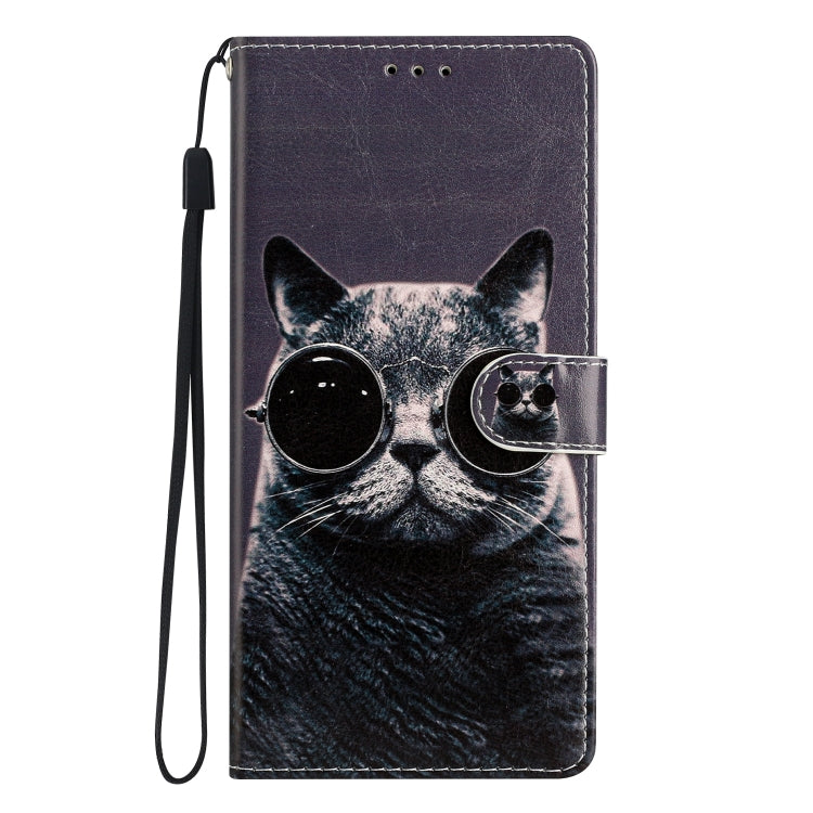 For Blackview A53 Pro Colored Drawing Leather Phone Case(Sunglasses Cat)