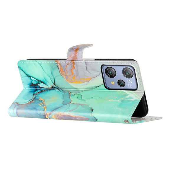 For Blackview A53 Pro Colored Drawing Leather Phone Case(Green Marble)