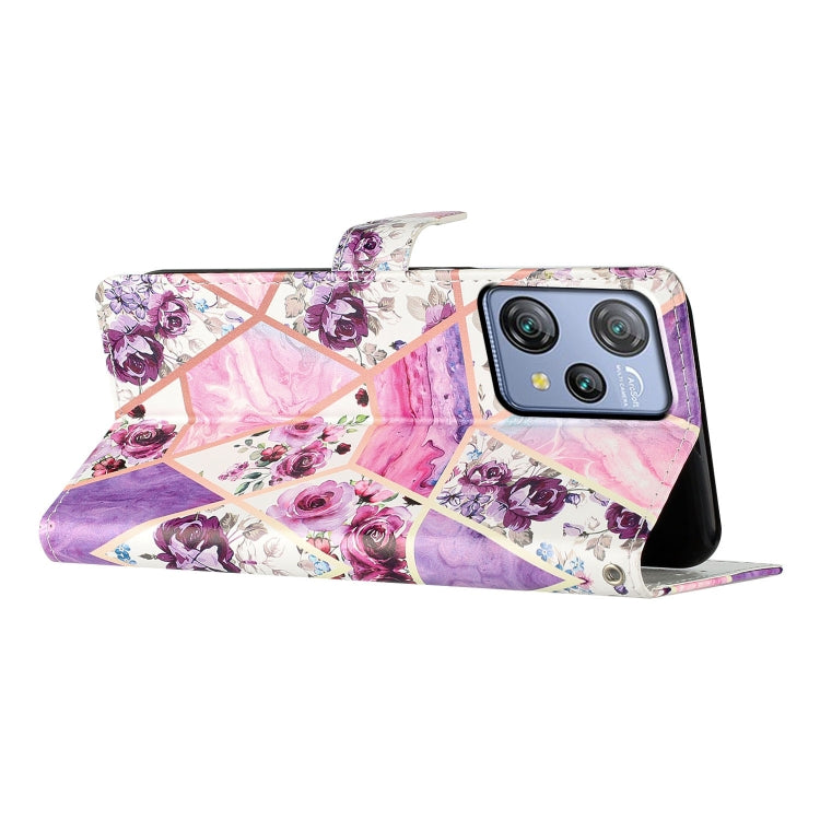 For Blackview A53 Pro Colored Drawing Leather Phone Case(Purple Marble)