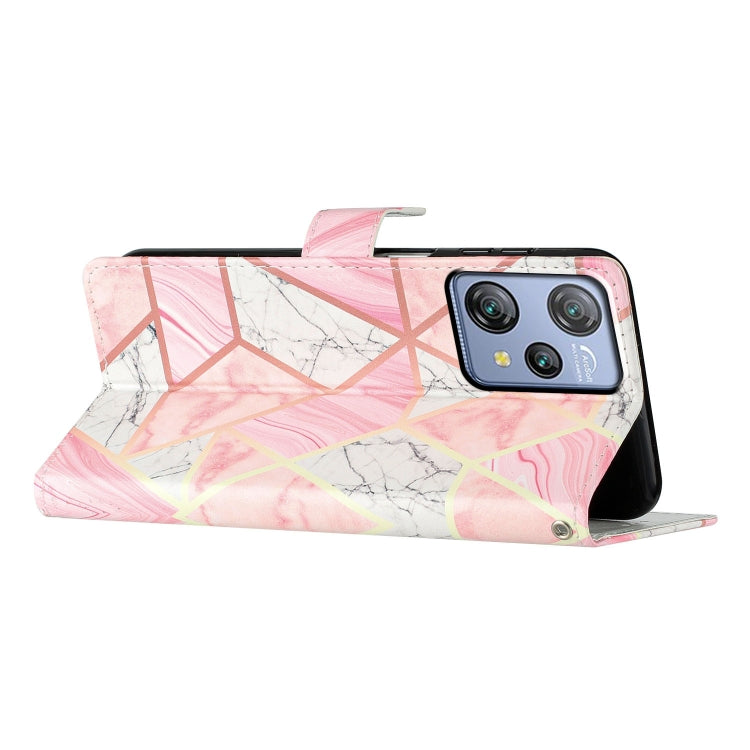 For Blackview A53 Pro Colored Drawing Leather Phone Case(Pink Marble)