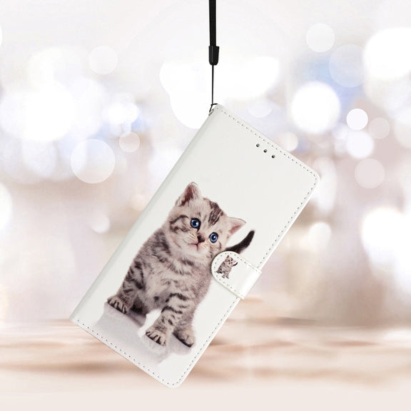 For Blackview A53 Pro Colored Drawing Leather Phone Case(Little Tabby Cat)