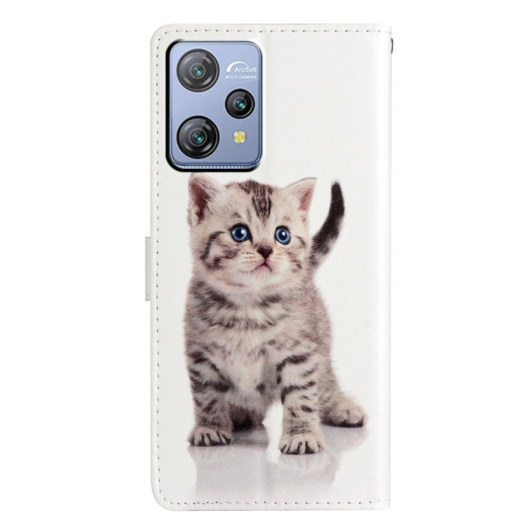 For Blackview A53 Pro Colored Drawing Leather Phone Case(Little Tabby Cat)