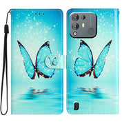For Blackview A55 Pro Colored Drawing Leather Phone Case(Blue Butterfly)