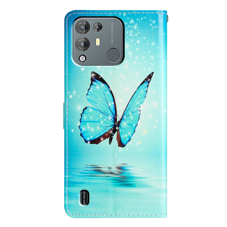 For Blackview A55 Pro Colored Drawing Leather Phone Case(Blue Butterfly)