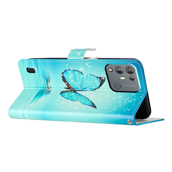 For Blackview A55 Pro Colored Drawing Leather Phone Case(Blue Butterfly)