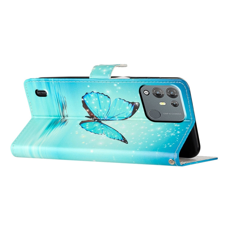 For Blackview A55 Pro Colored Drawing Leather Phone Case(Blue Butterfly)