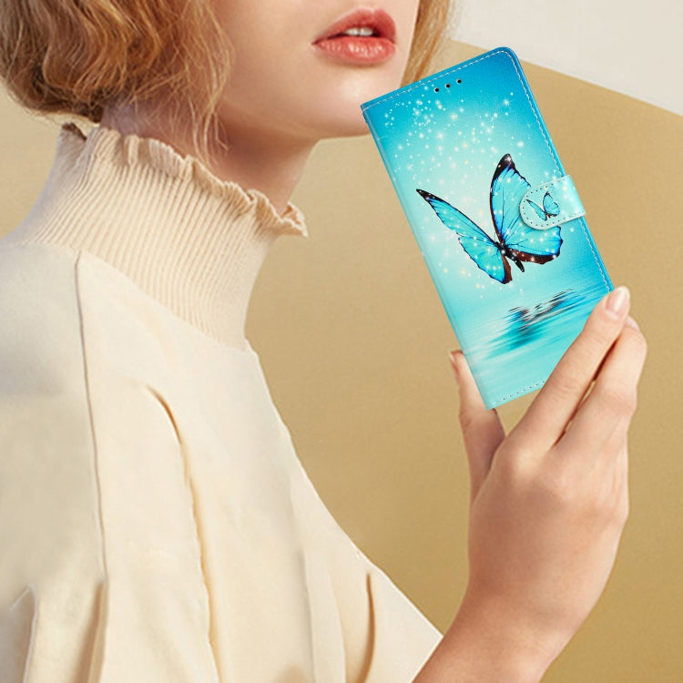 For Blackview A55 Pro Colored Drawing Leather Phone Case(Blue Butterfly)