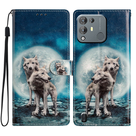 For Blackview A55 Pro Colored Drawing Leather Phone Case(Twin Wolves)