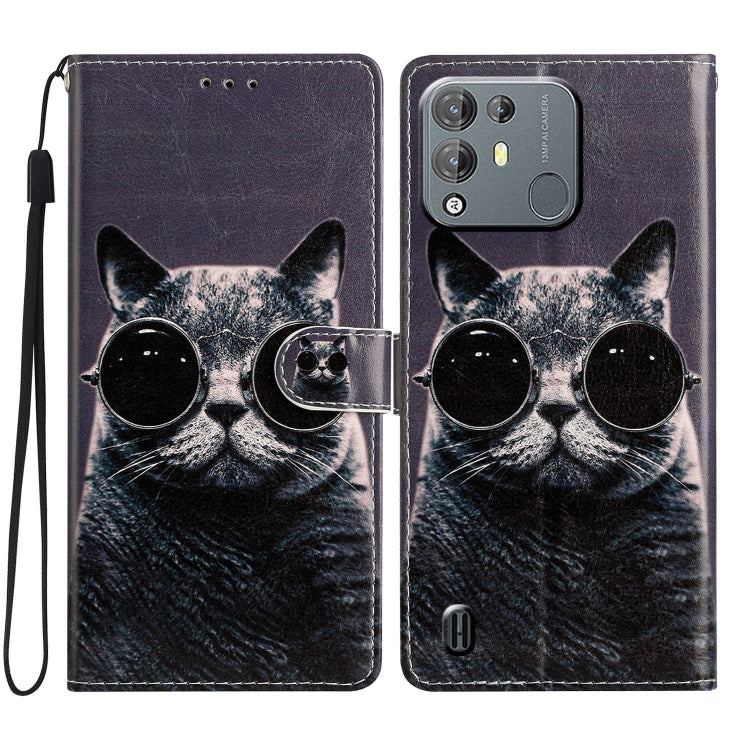For Blackview A55 Pro Colored Drawing Leather Phone Case(Sunglasses Cat)