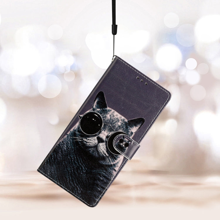 For Blackview A55 Pro Colored Drawing Leather Phone Case(Sunglasses Cat)