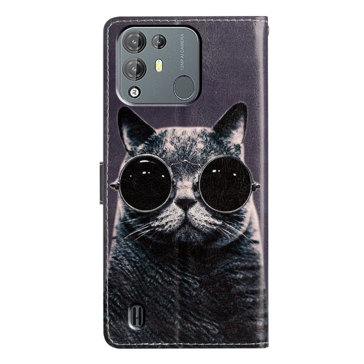 For Blackview A55 Pro Colored Drawing Leather Phone Case(Sunglasses Cat)