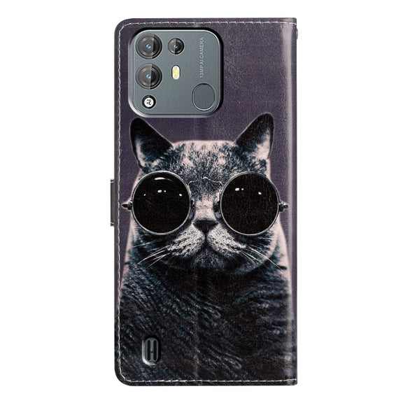 For Blackview A55 Pro Colored Drawing Leather Phone Case(Sunglasses Cat)