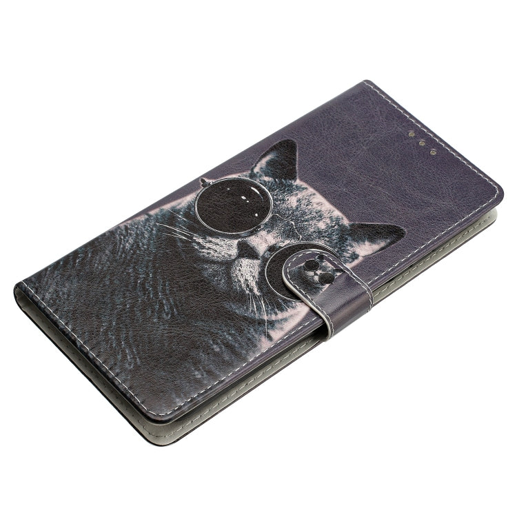For Blackview A55 Pro Colored Drawing Leather Phone Case(Sunglasses Cat)