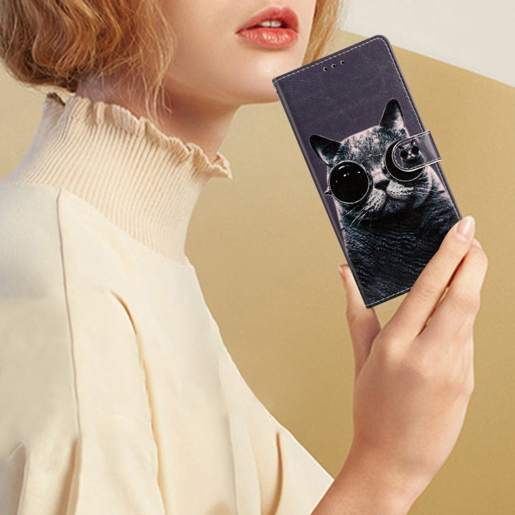 For Blackview A55 Pro Colored Drawing Leather Phone Case(Sunglasses Cat)